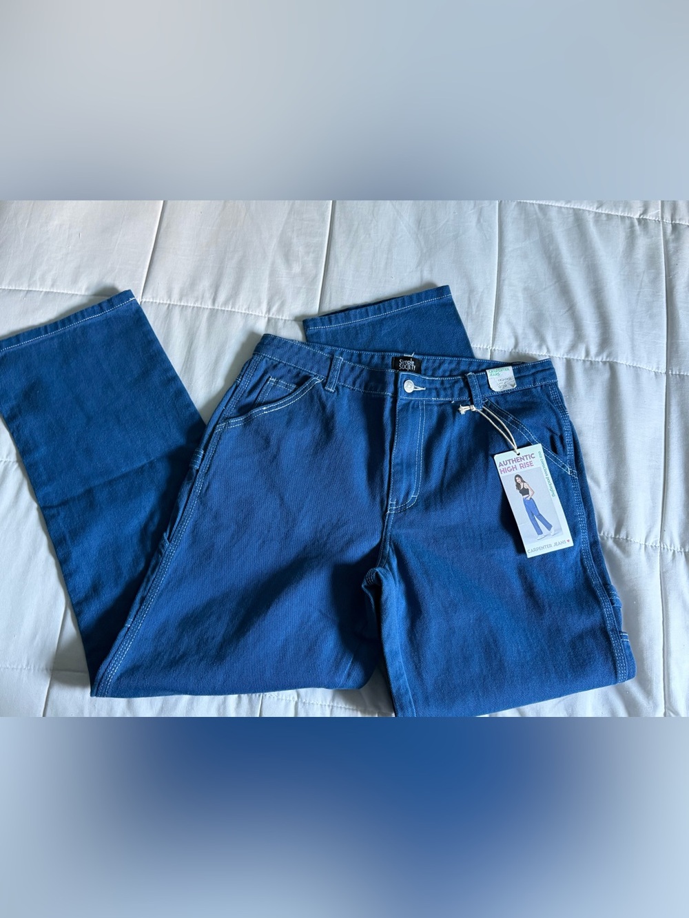 Women Deep Blue High Rise Carpenter Jeans - Women 8 (9/29)